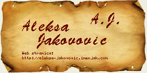 Aleksa Jakovović vizit kartica